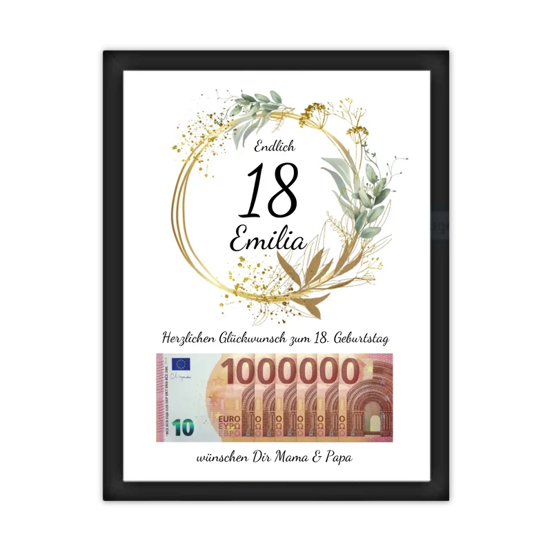 Geldgeschenk Wunscherfüller 18 Geburtstag - Personalisiertes Geschenk, Geburtstagsgeschenk 1. Million