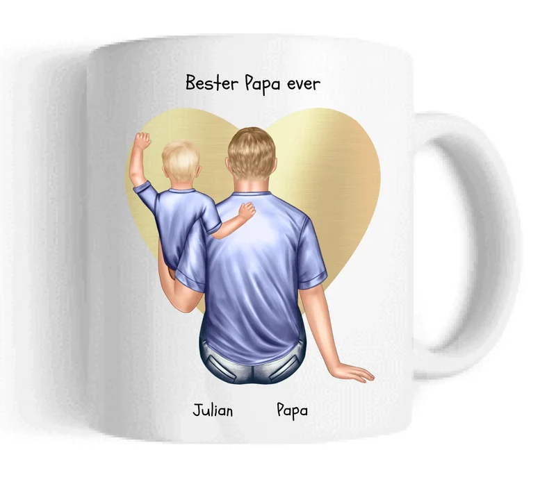 Personalisierte Tasse Vatertag - Papa Geburtstagsgeschenk Tasse mit Kind