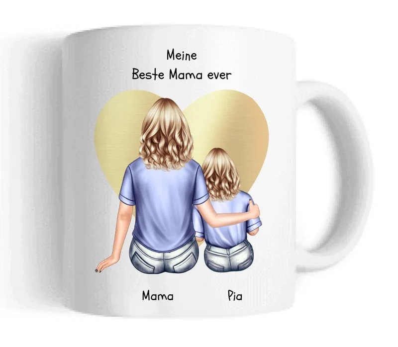 Personalisierte Tasse Muttertags- und Geburtstagsgeschenk - Mama mit Kind