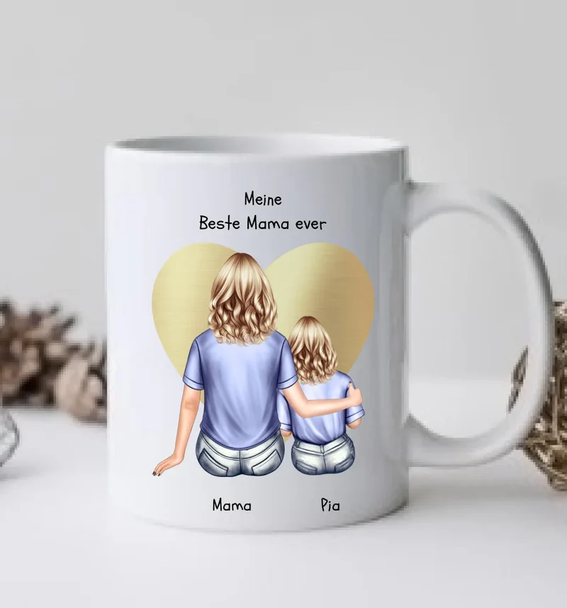 Personalisierte Tasse Muttertags- und Geburtstagsgeschenk - Mama mit Kind