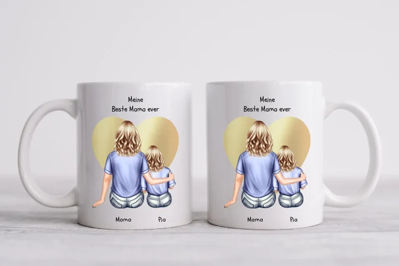 Personalisierte Tasse Muttertags- und Geburtstagsgeschenk - Mama mit Kind