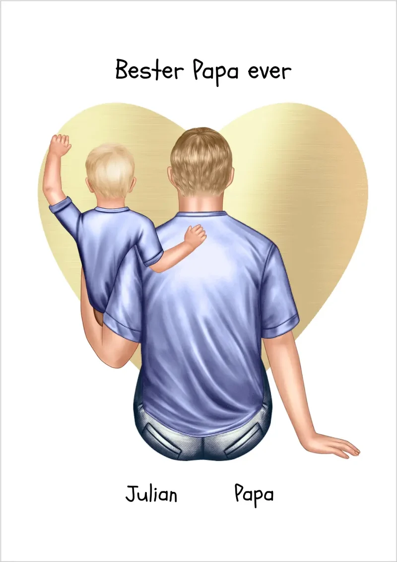 Personalisiertes Poster Geschenk für Papa mit 1 Kind Baby Tochter/Sohn