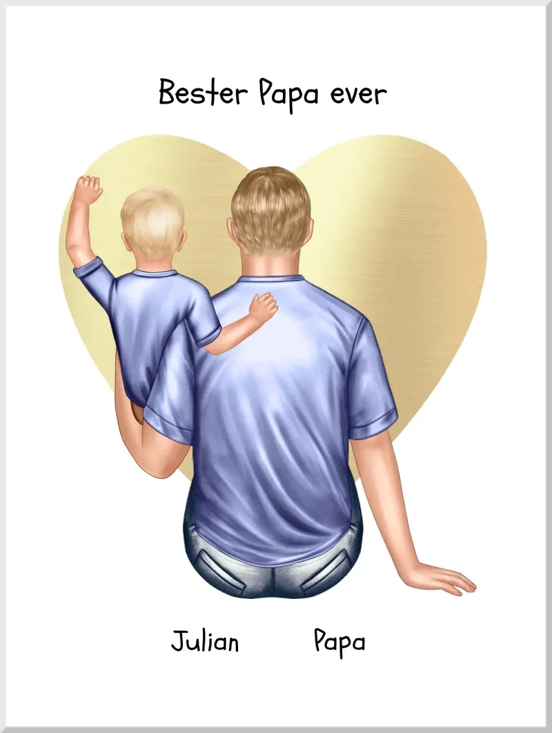 Personalisiertes Poster Geschenk für Papa mit 1 Kind Baby Tochter/Sohn