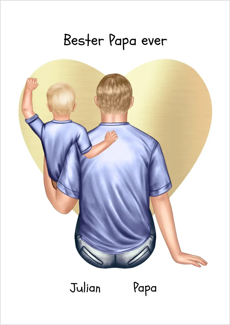 Personalisiertes Poster Geschenk für Papa mit 1 Kind Baby Tochter/Sohn