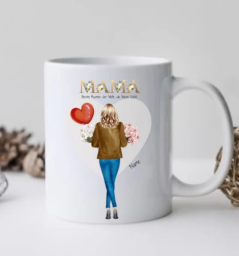 Muttertagsgeschenk liebevoll & einzigartig für Mama - Personalisierte Tasse