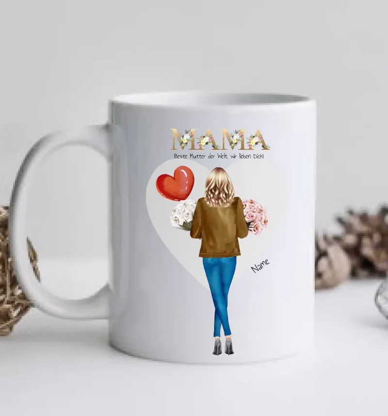 Muttertagsgeschenk liebevoll & einzigartig für Mama - Personalisierte Tasse