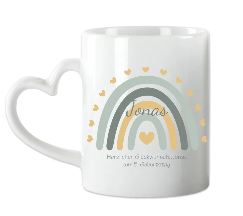 Kindertasse Regenbogentasse mit Wunschtext & Namen - Personalisierte Tasse Geschenk, Einschulungsgeschenk, Geburtstagsgeschenk