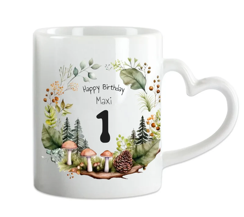 Kindertasse Wald, Natur, Personalisierte Tasse Geschenk, Geburtstagstasse mit Namen und Text