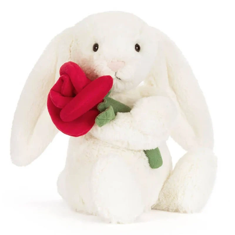 Kuscheltier Hase Bashful Cream – Mit Rose (31 cm)