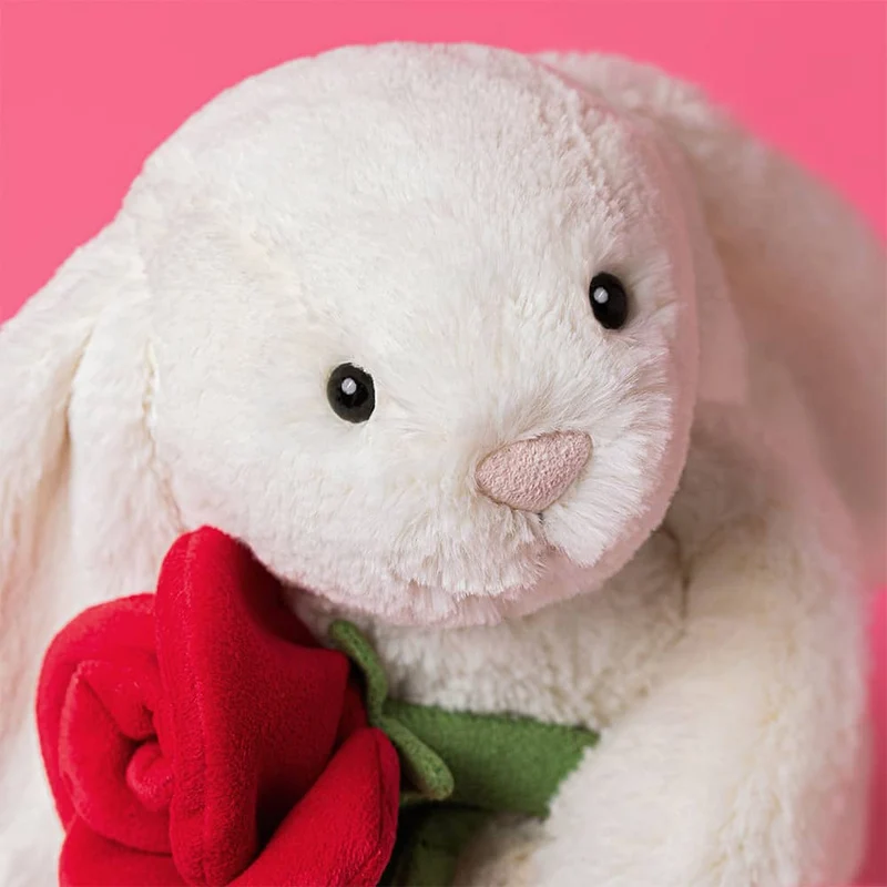Kuscheltier Hase Bashful Cream – Mit Rose (31 cm)