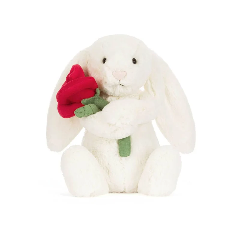 Kuscheltier Hase Bashful Cream – Mit Rose (31 cm)