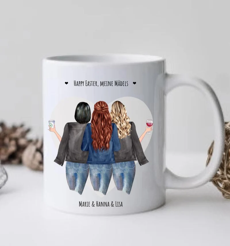 Personalisiertes Ostergeschenk - 3 Beste Freundinnen Tasse