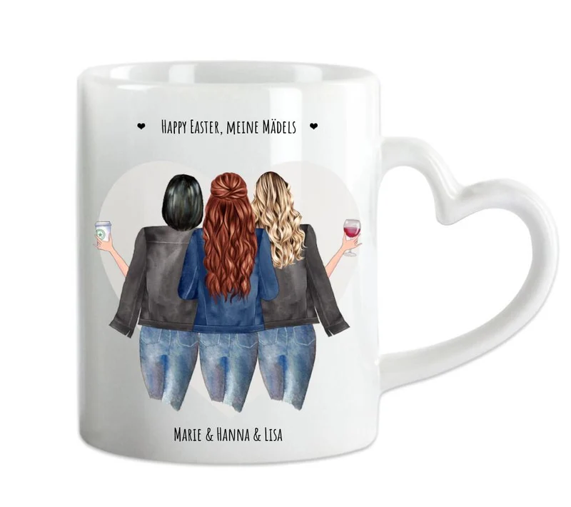 Personalisiertes Ostergeschenk - 3 Beste Freundinnen Tasse