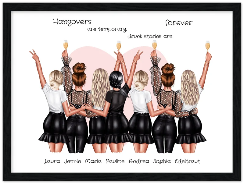 7 Beste Freundinnen Poster personalisiert Geburtstagsgeschenk - Freundin Bild Geschenk