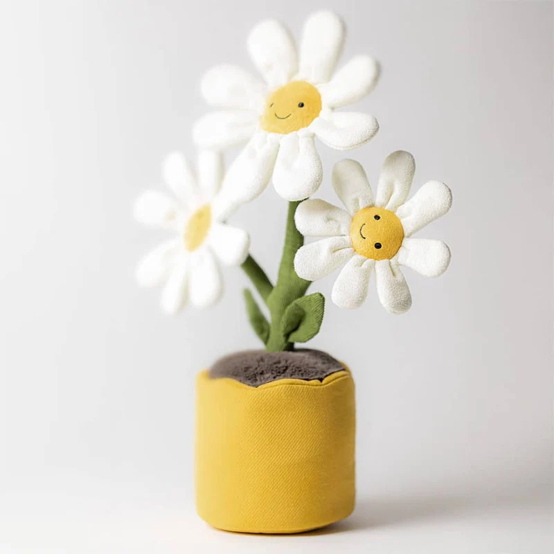 Amuseable Gänseblümchen im Topf – Weiches Plüschtier (34 cm)