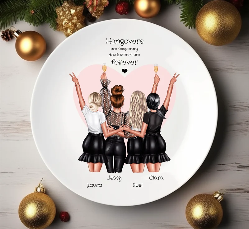 4 beste Freundinnen Geburtstagsgeschenk, Nikolausteller, Adventsteller, Weihnachtsteller als perfektes Weihnachtsgeschenk