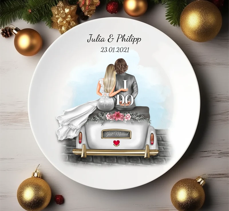 Personalisiertes Geschenk Hochzeitsteller, Hochzeitsauto, Hochzeitsgeschenk, Geburtstagsgeschenk, als perfektes Geschenk zur Hochzeit