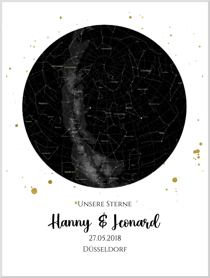 Hochzeitsgeschenk | Personalisierte Sternkarte | Sternenhimmel Poster | Sternkarte Geschenk zur Hochzeit, zur Geburt, zur Taufe