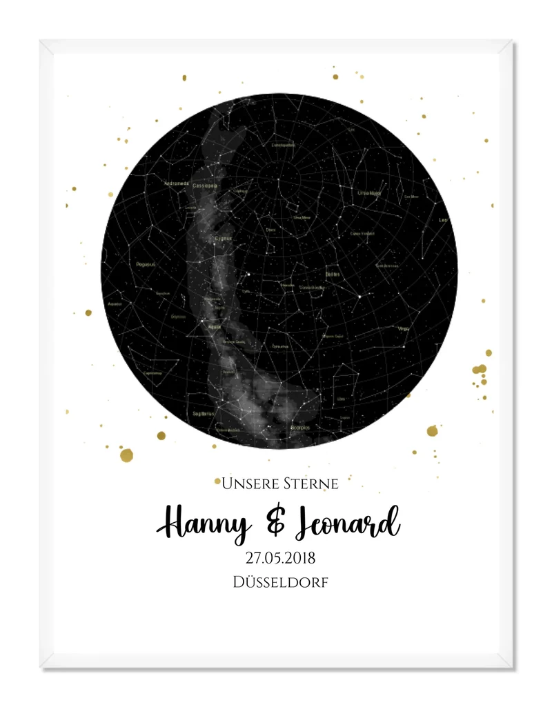 Hochzeitsgeschenk | Personalisierte Sternkarte | Sternenhimmel Poster | Sternkarte Geschenk zur Hochzeit, zur Geburt, zur Taufe