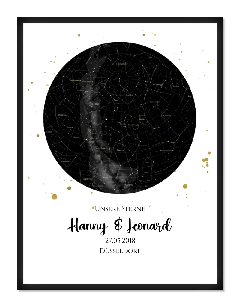 Hochzeitsgeschenk | Personalisierte Sternkarte | Sternenhimmel Poster | Sternkarte Geschenk zur Hochzeit, zur Geburt, zur Taufe