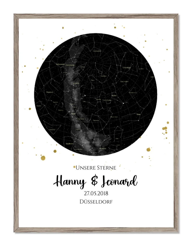 Hochzeitsgeschenk | Personalisierte Sternkarte | Sternenhimmel Poster | Sternkarte Geschenk zur Hochzeit, zur Geburt, zur Taufe