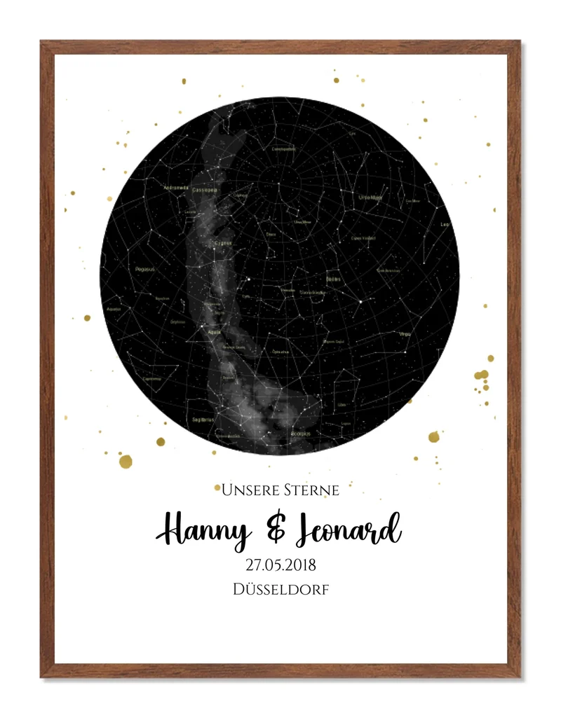 Hochzeitsgeschenk | Personalisierte Sternkarte | Sternenhimmel Poster | Sternkarte Geschenk zur Hochzeit, zur Geburt, zur Taufe