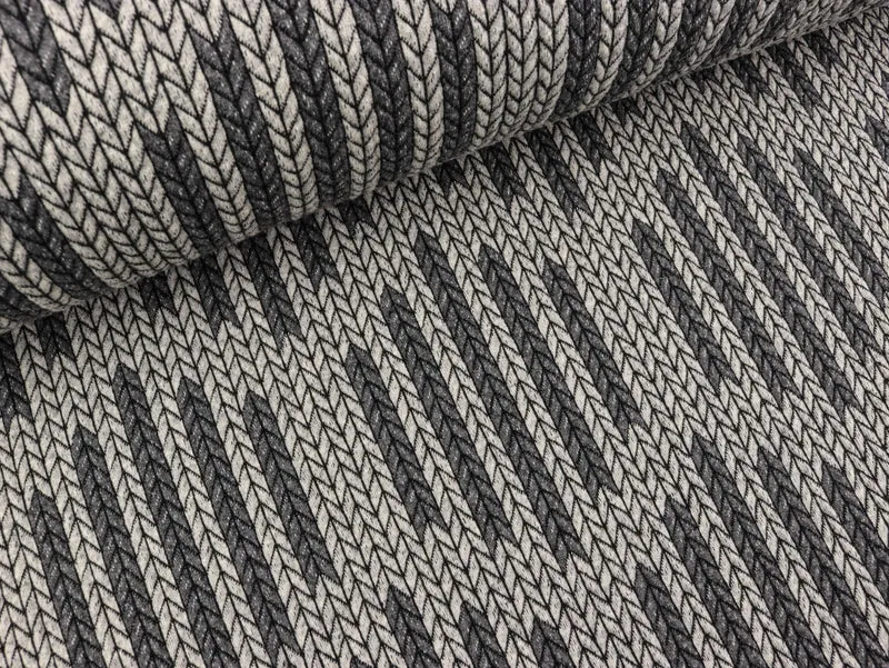 Reststück 210cm - Hamburger Liebe Check Point Big Knit Check List mittelgrau-carbon