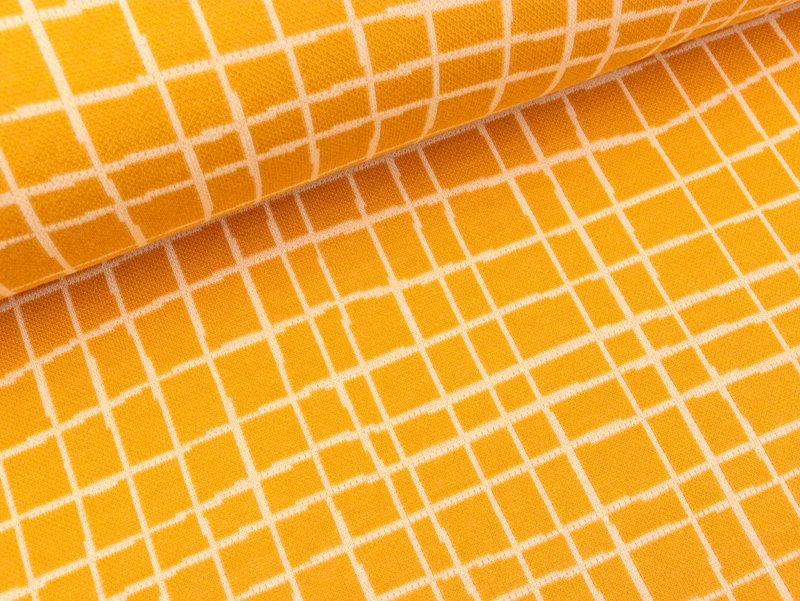 Reststück 66cm - Hamburger Liebe Jacquard Life Loves You Grid curry-meringa