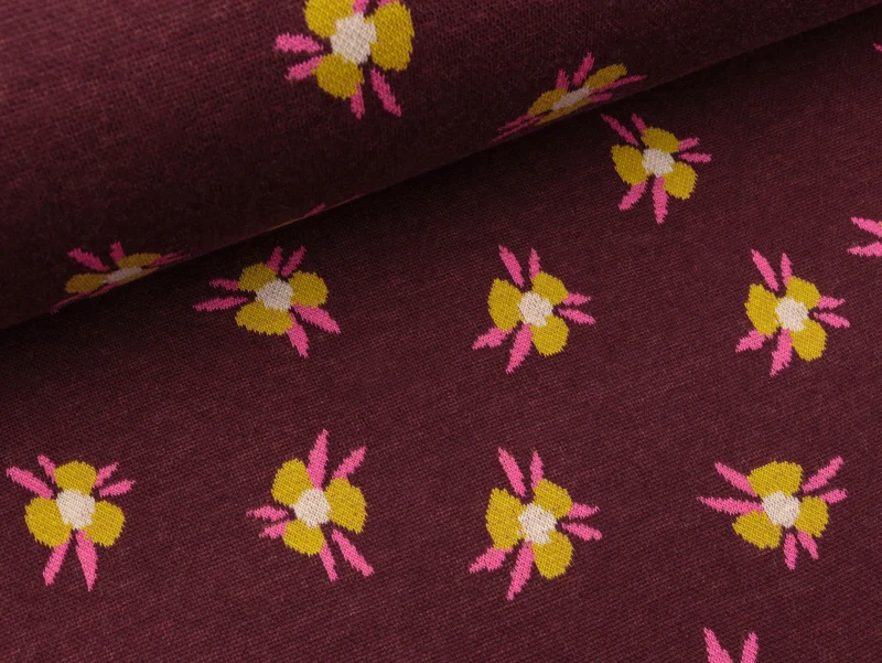 Reststück 19cm - Hamburger Liebe 4 Farb-Jacquardjersey Bliss Violet bordeaux