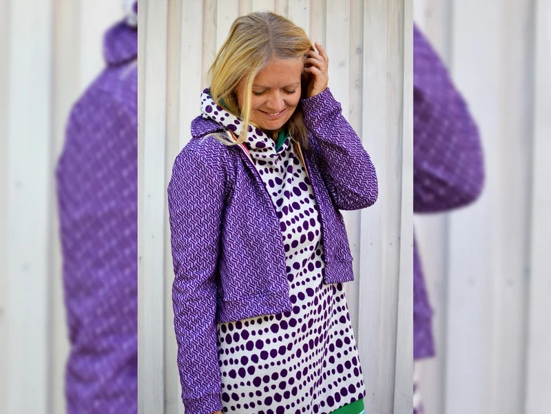 Reststück 115cm - Hamburger Liebe 2 Farb-Jacquardjersey Queens United Forever meringa-viola