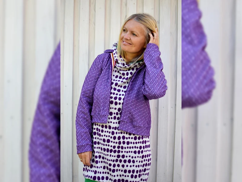 Reststück 115cm - Hamburger Liebe 2 Farb-Jacquardjersey Queens United Forever meringa-viola