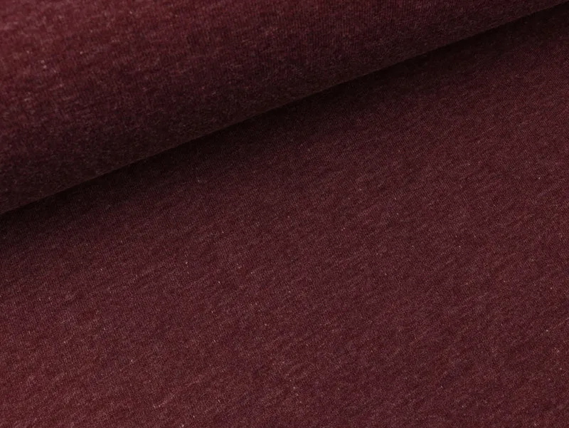 Reststück 105cm - Baumwollsweat Kemer bordeaux meliert uni