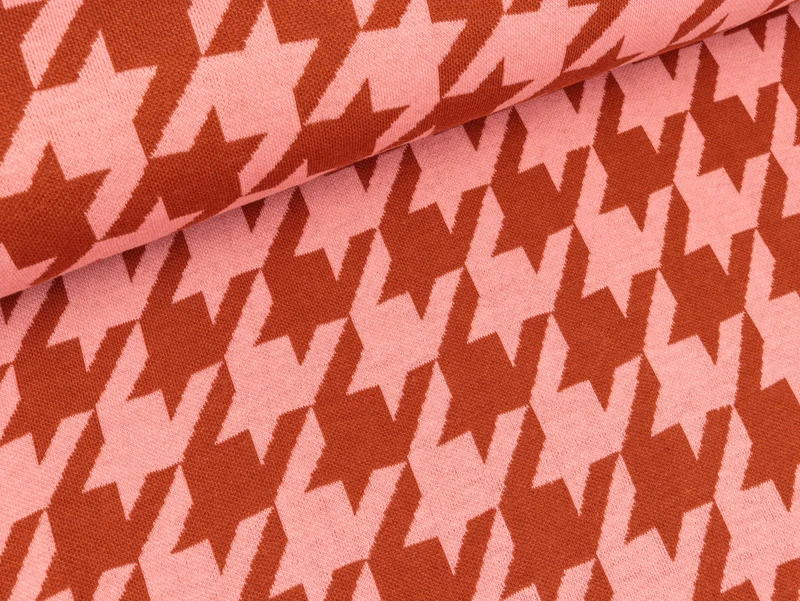 Reststück 124cm - Hamburger Liebe Jacquard Pattern Love Houndstooth rose melange