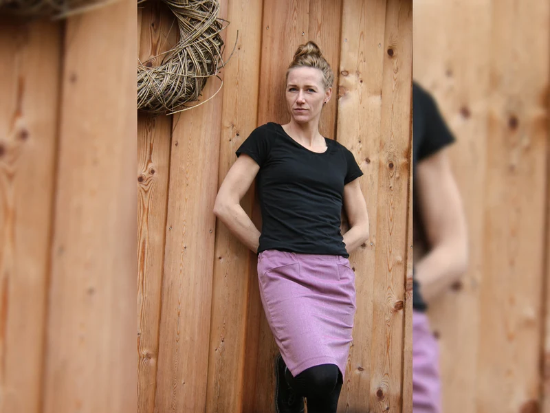 Reststück 82cm - TENCEL Mischgewebe Elina erika meliert