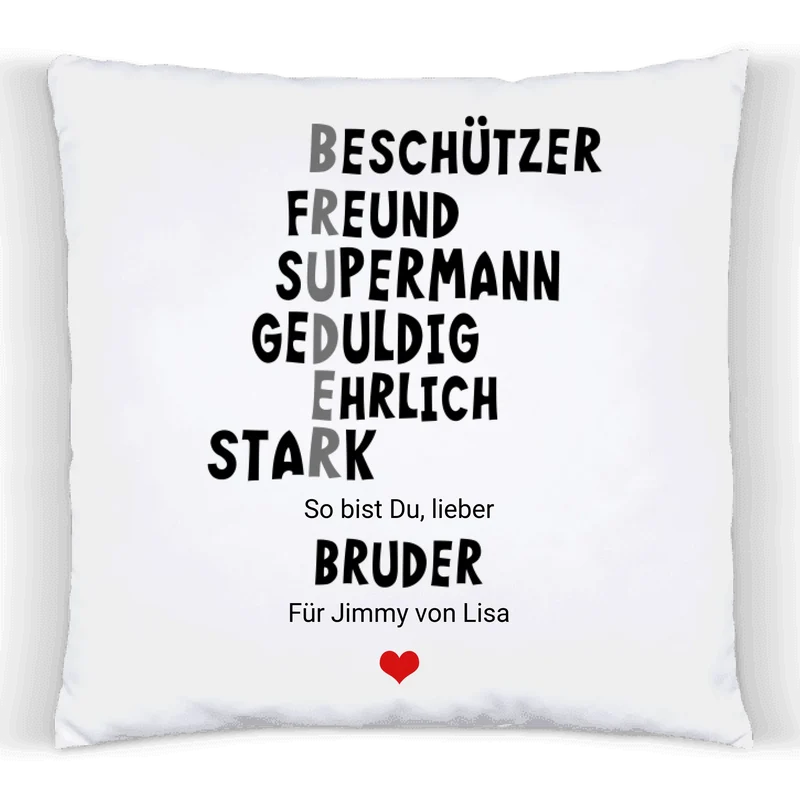 Personalisiertes Kissen "Definition Bruder" – Geburtstagsgeschenk & Weihnachtsgeschenk Bruder