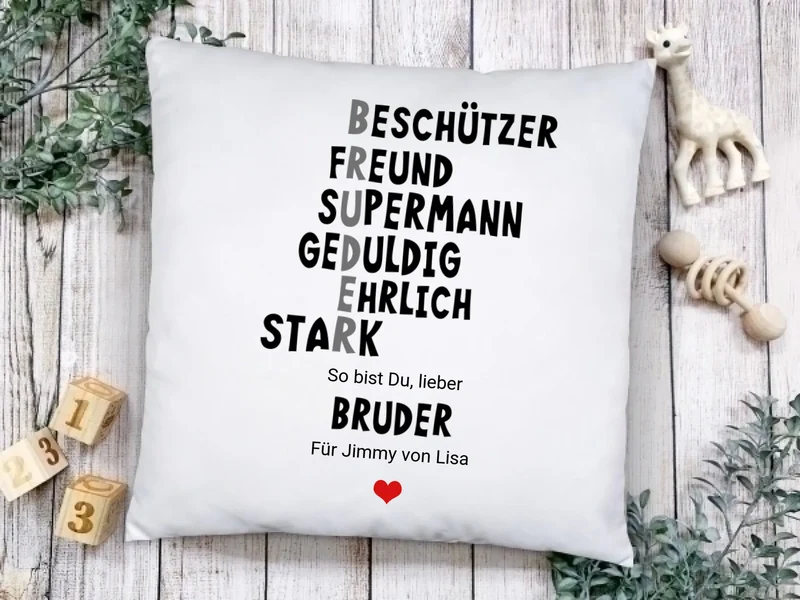 Personalisiertes Kissen "Definition Bruder" – Geburtstagsgeschenk & Weihnachtsgeschenk Bruder