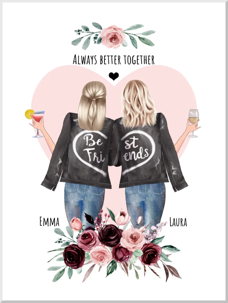 Freundinnen-Poster personalisiert mit Spruch – Bild Geschenk für die BFF