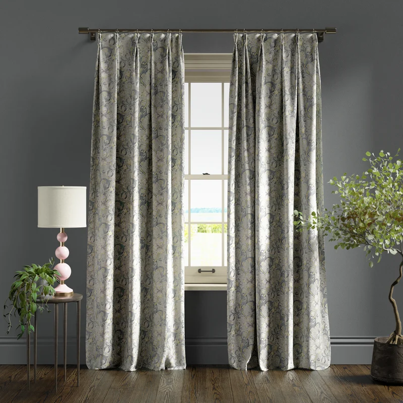 Baumwollstoff Goldene Lilie - grau
