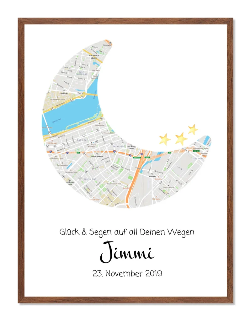 Personalisiertes Geburtsgeschenk & Taufgeschenk Mond Koordinaten Poster | Geschenk zur Geburt & Taufe für Mädchen & Jungen