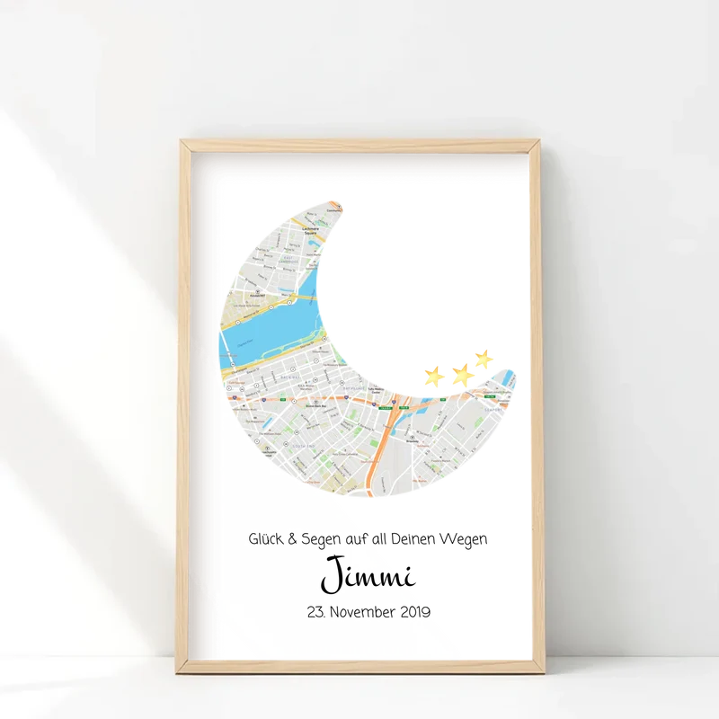 Personalisiertes Geburtsgeschenk & Taufgeschenk Mond Koordinaten Poster | Geschenk zur Geburt & Taufe für Mädchen & Jungen