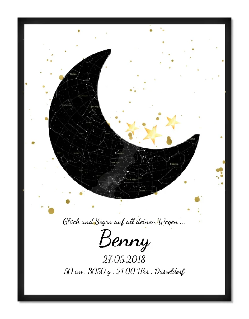 Geburtsgeschenk & Taufgeschenk Geburtsanzeige | Sternenhimmel Poster