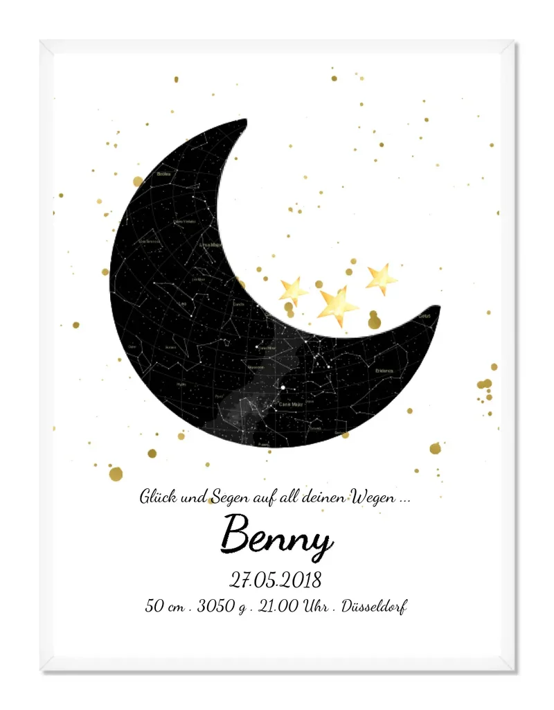 Geburtsgeschenk & Taufgeschenk Geburtsanzeige | Sternenhimmel Poster