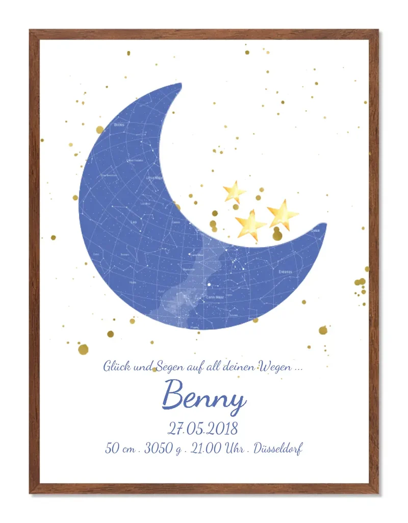 Poster Geburtsgeschenk & Taufgeschenk Geburtsanzeige | Poster Sternkarte Design | Babygeschenk
