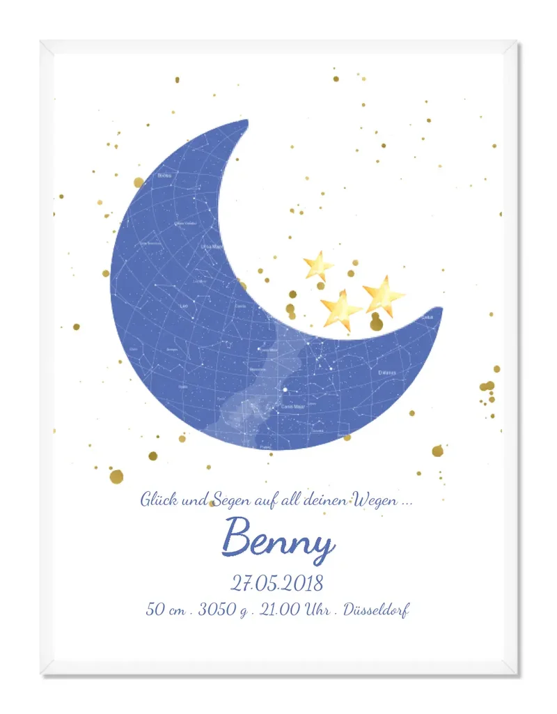 Poster Geburtsgeschenk & Taufgeschenk Geburtsanzeige | Poster Sternkarte Design | Babygeschenk