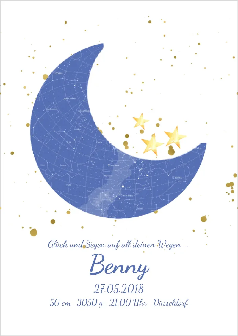 Poster Geburtsgeschenk & Taufgeschenk Geburtsanzeige | Poster Sternkarte Design | Babygeschenk
