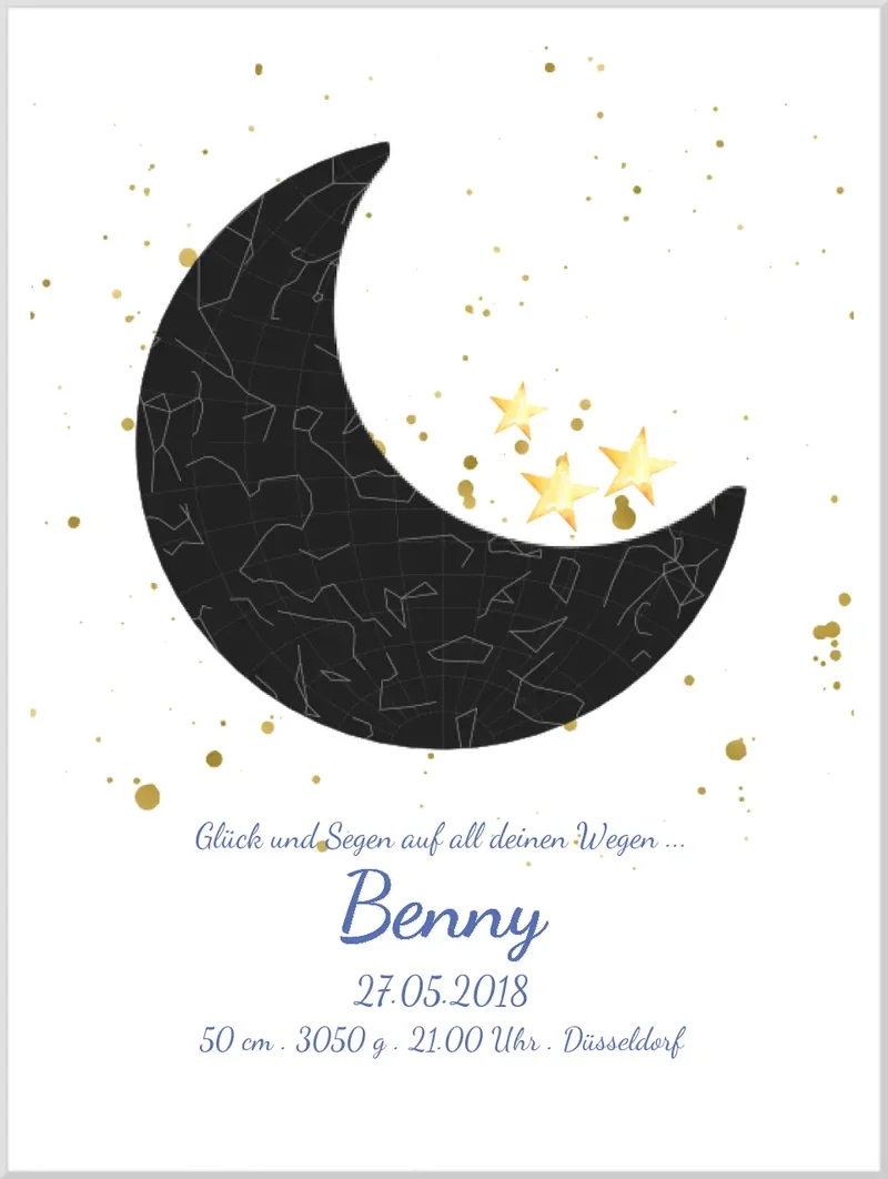 Poster Geburtsgeschenk & Taufgeschenk Geburtsanzeige | Poster Sternkarte Design | Babygeschenk