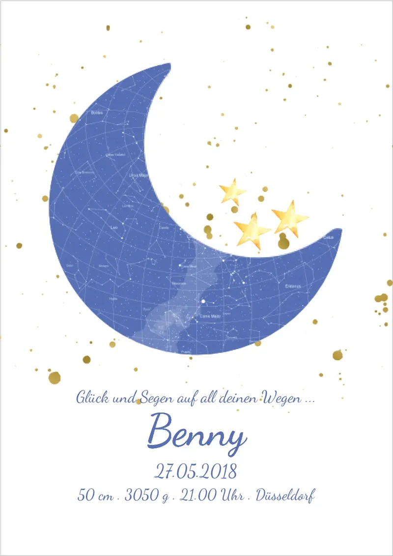 Poster Geburtsgeschenk & Taufgeschenk Geburtsanzeige | Poster Sternkarte Design | Babygeschenk