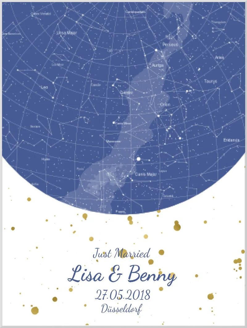 Hochzeitsgeschenk | Personalisierte Sternkarte | Sternenhimmel Poster | Sternkarte Geschenk zur Hochzeit, zur Geburt, zur Taufe | Geschenk Brautpaar