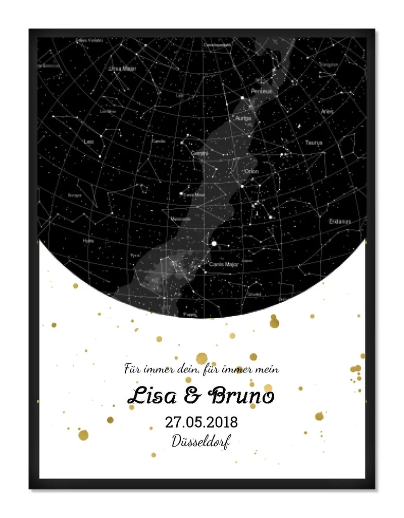 Hochzeitsgeschenk | Personalisierte Sternkarte | Sternenhimmel Poster | Sternkarte Geschenk zur Hochzeit, zur Geburt, zur Taufe | Geschenk Brautpaar