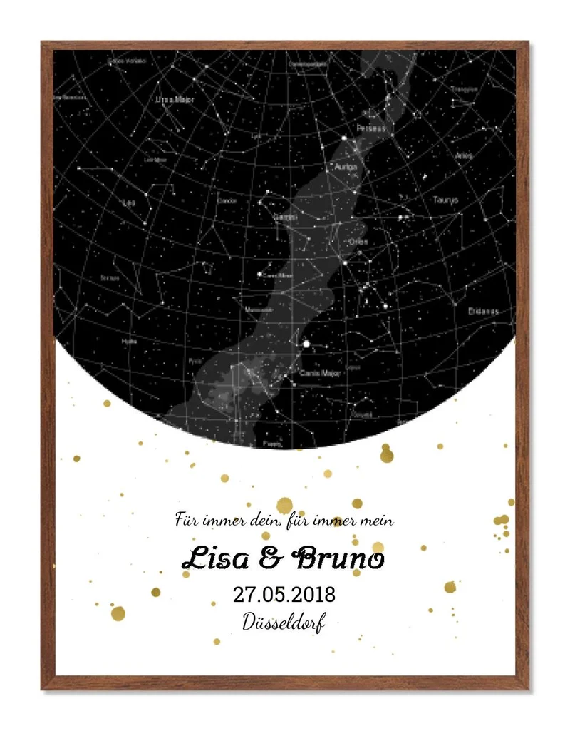 Hochzeitsgeschenk | Personalisierte Sternkarte | Sternenhimmel Poster | Sternkarte Geschenk zur Hochzeit, zur Geburt, zur Taufe | Geschenk Brautpaar